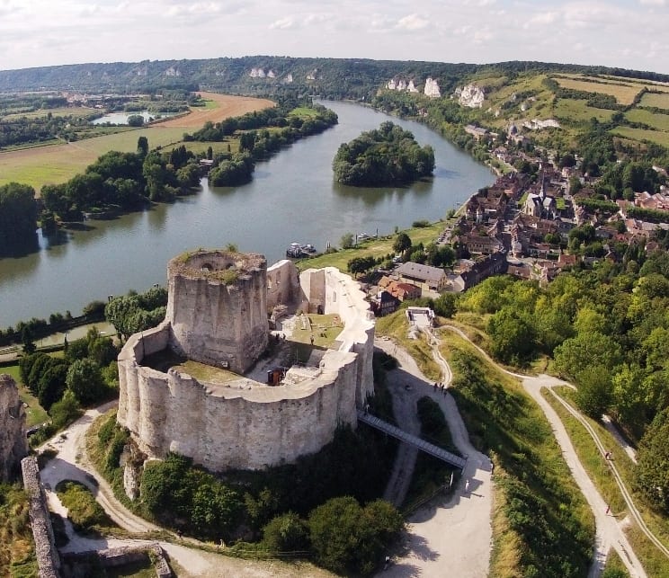 Château Gaillard aux Andelys vu du ciel, forteresse de Richard Cœur de Lion
